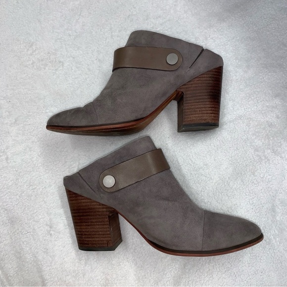 Linea Paolo GUC Gray Suede Leather Block Heel Clog size 8.5 - Picture 3 of 13